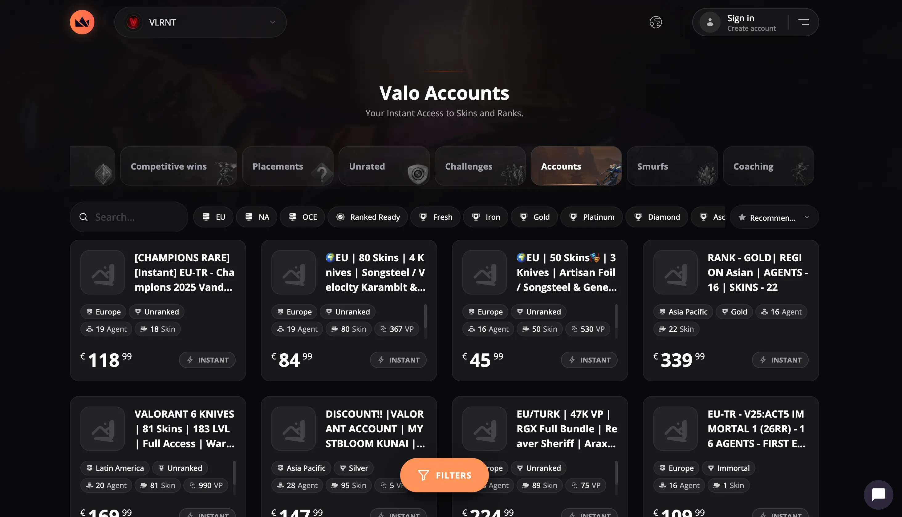 best websites to buy valorant radiant accounts